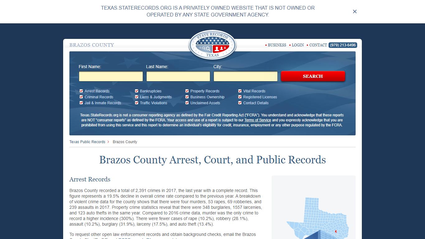 Brazos County Arrest, Court, and Public Records