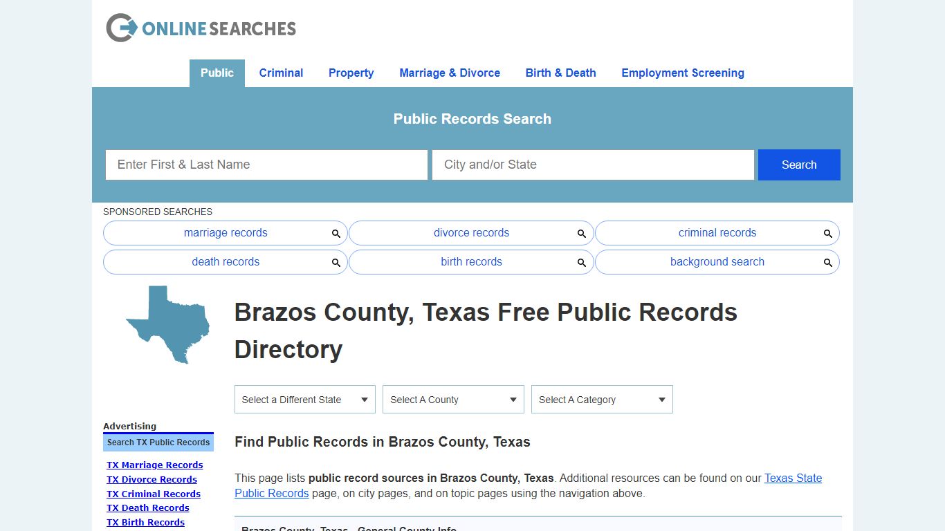 Brazos County, Texas Public Records Directory