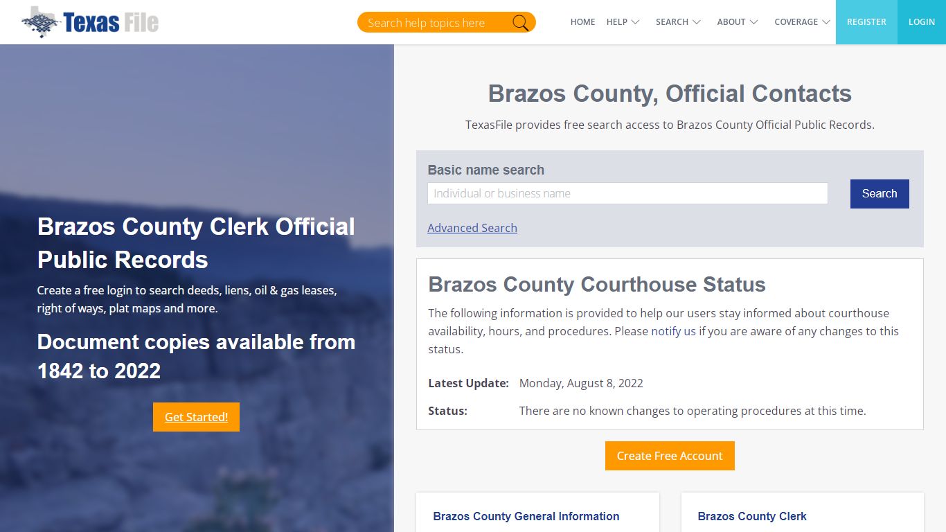 Brazos County Clerk Official Public Records | TexasFile